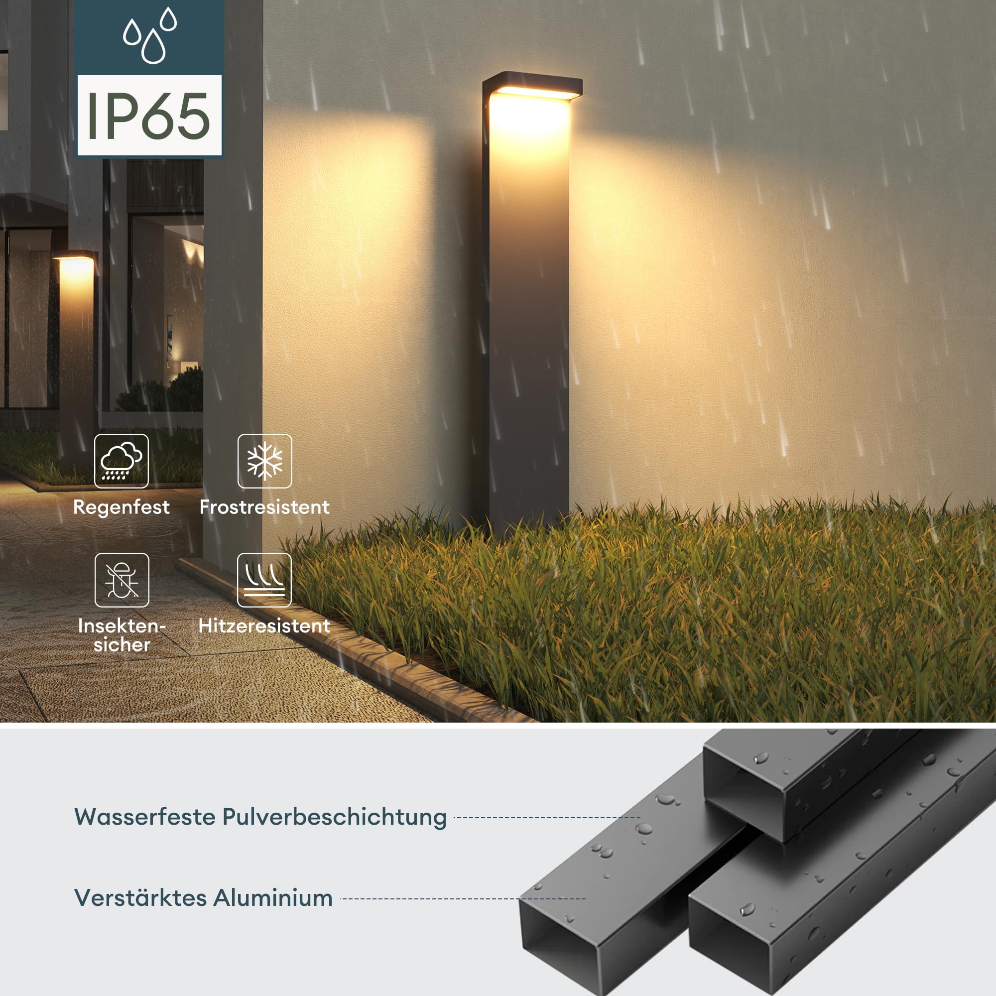 Mai & Mai Lampe sur Pied Extérieur LED IP65 Gris Foncé 100x60x600mm LumaTorch