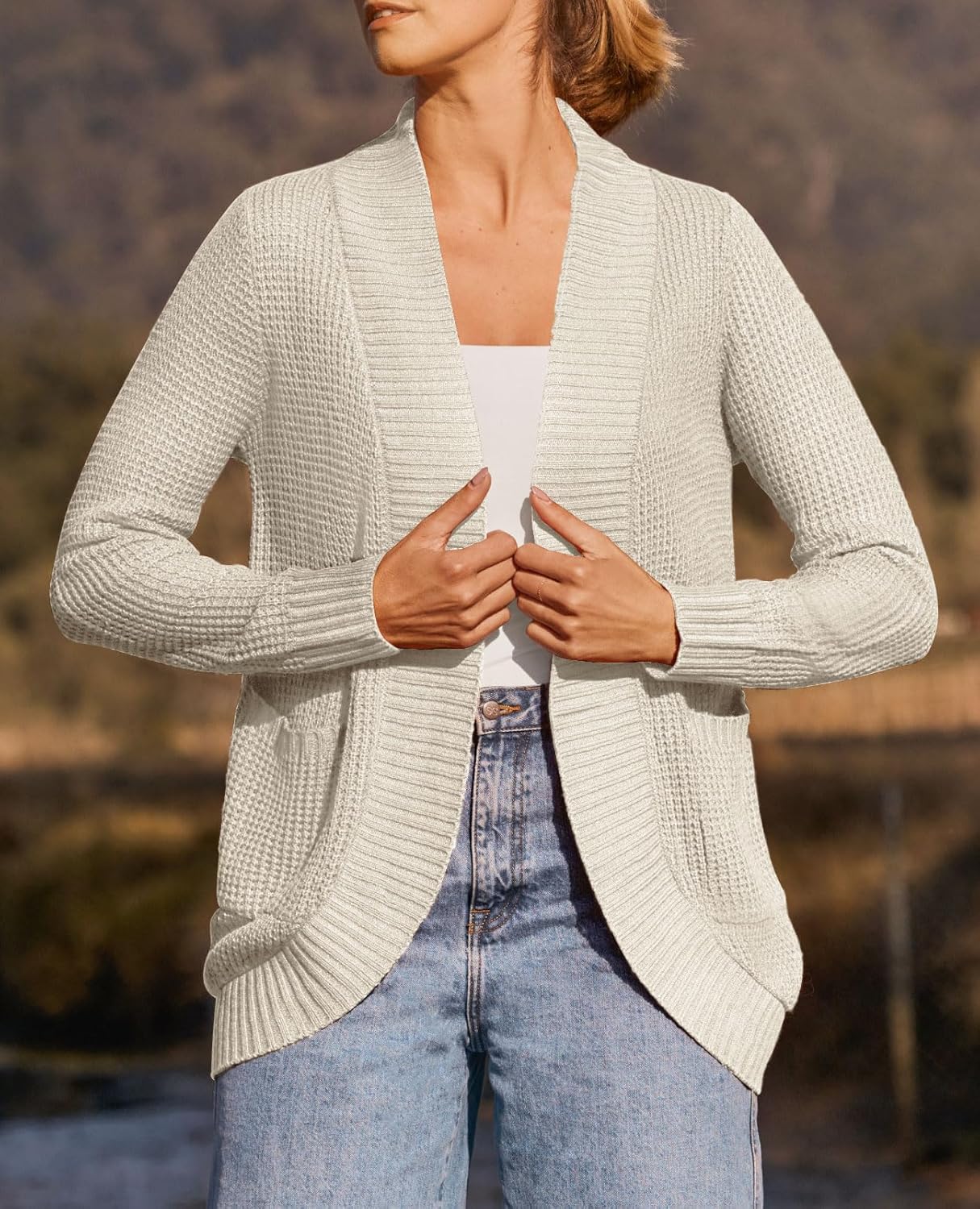 ZESICA Women's Fall Winter 2026 Long Sleeve Open Front Casual Lightweight Soft Knit Cardigan Sweater Outerwear - Image 2