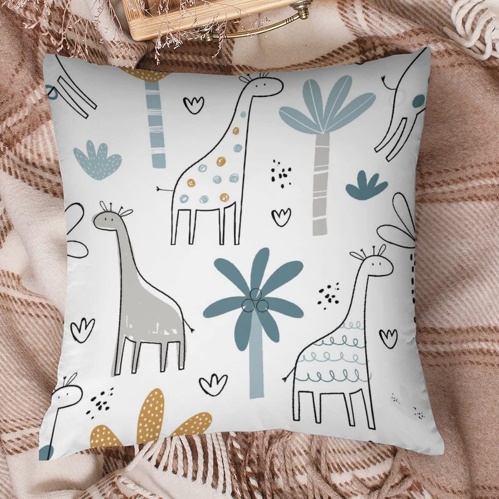 Federa per cuscino con giraffa bradipo tre divertenti giraffe con occhiali da sole, decorazione per la casa per uomo/donna/ragazzo/ragazza, 45 cm x 45 cm