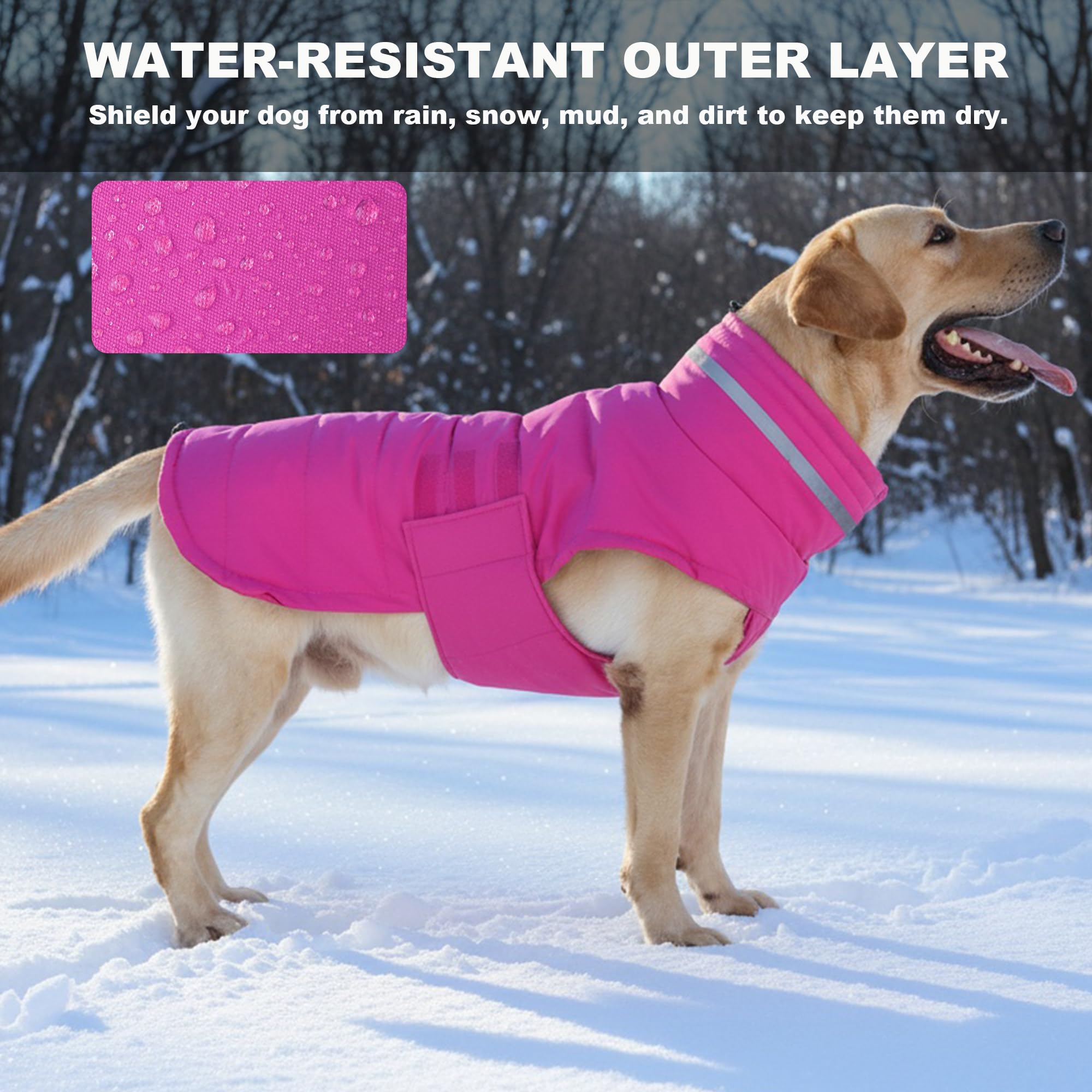 Mklhgty Abrigo para perro, chaqueta impermeable para perro, abrigo de invierno para perro, abrigos para clima frío, cálido, resistente al viento, chaqueta de nieve para perro, abrigos reflectantes