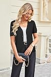 Arach&Cloz 2026 Femmes Laine mélangé à manches courtes Cardigan V Bouton entreprise casual sweaters