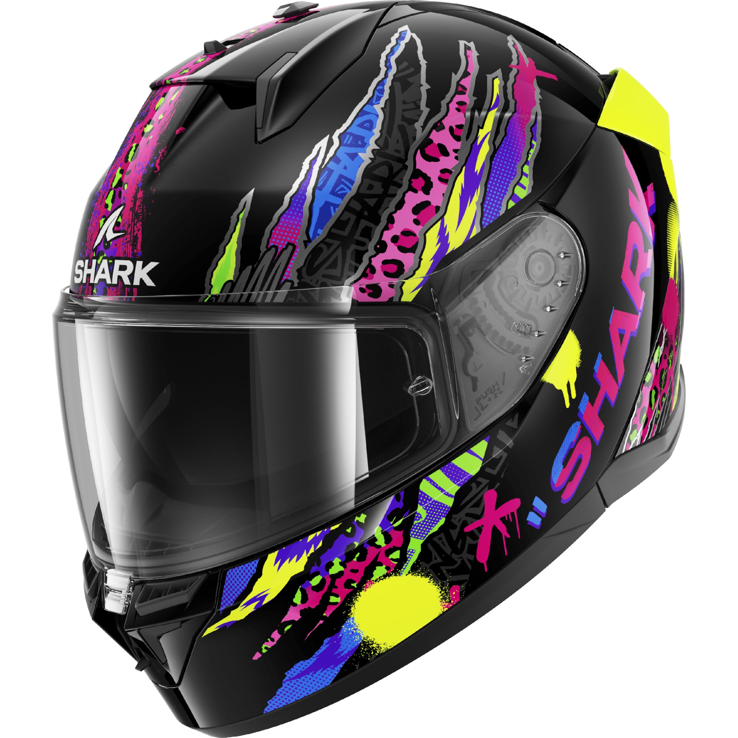 Shark, Casque Moto Intégral D-​SKWAL 3 Fawn Black Violet Yellow KVY, L