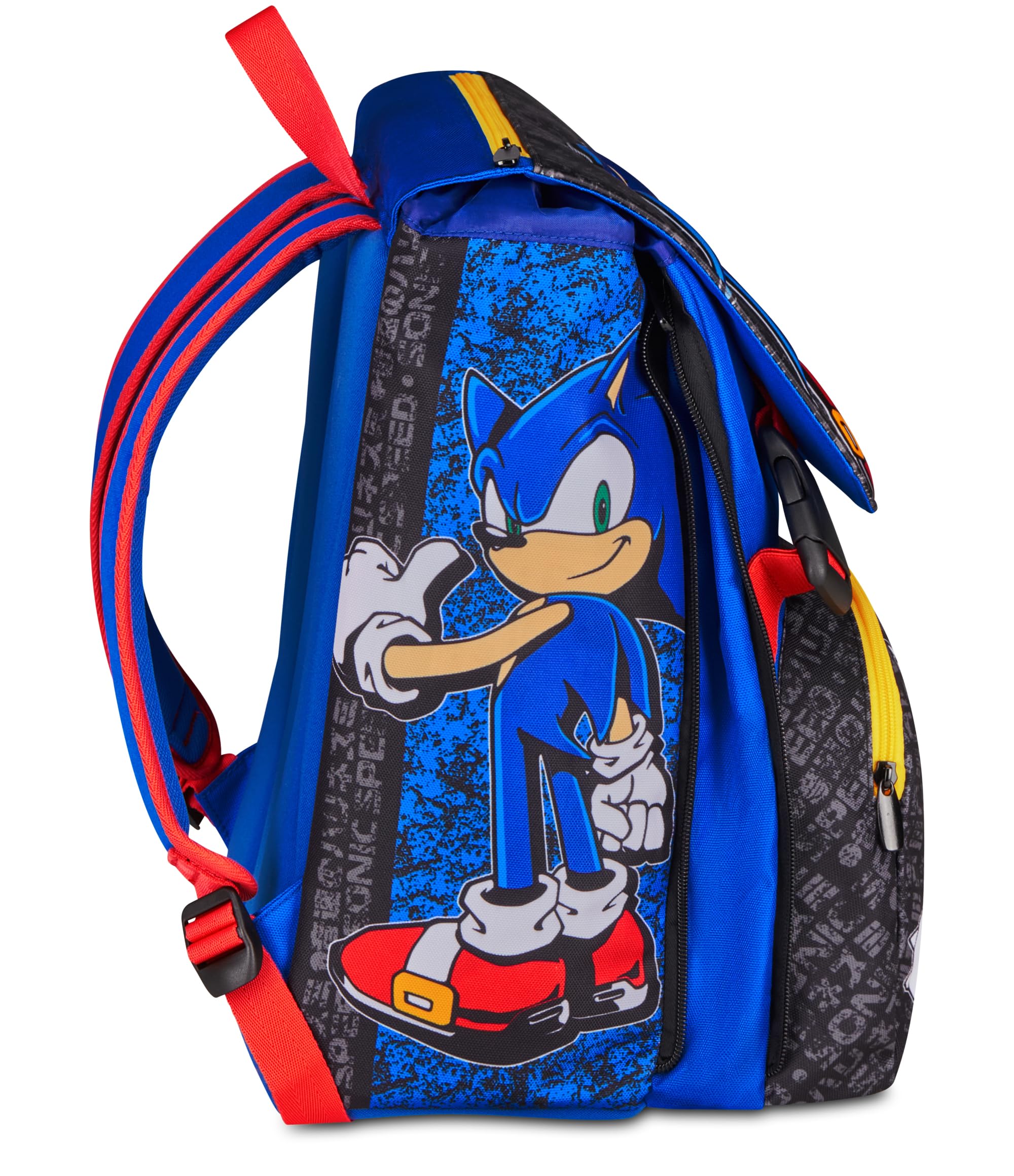 Seven Zaino Scuola Estensibile Big Sonic, Blu, 24L, Espandibile tramite zip, Tasca frontale, Tasca laterale portaborraccia, Scuola elementare, Bambino