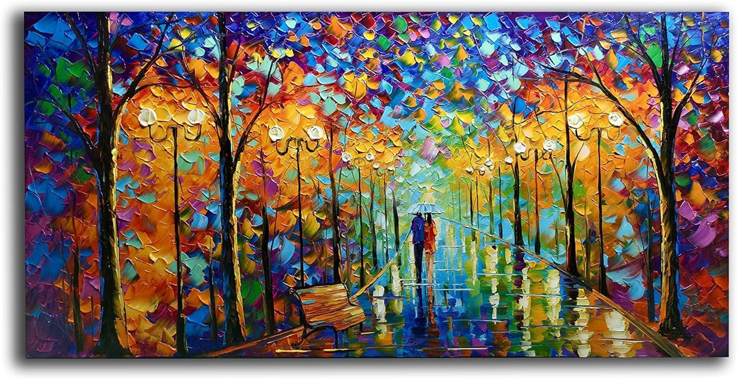 Tyed art- Large Contemporary Wall Art Landscape Oil Painting On Canvas palette knife Textured Tree Painting hand-painted Acrylic Abstract Landscape wall art modern canvas painting 30x60inch