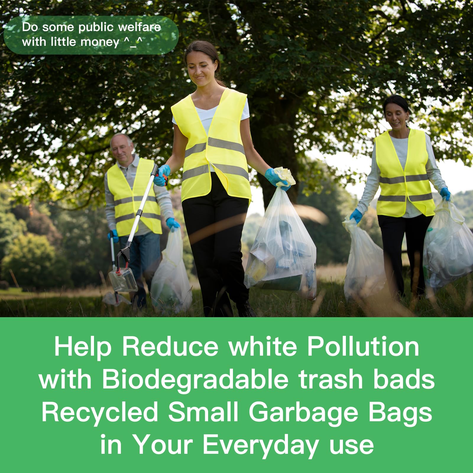Bolsas de basura medianas compostables de 8 galones, 100 unidades, color blanco transparente, sin perfume, biodegradables, gruesas, resistentes, compactadoras, para baño, baño Inwaysin