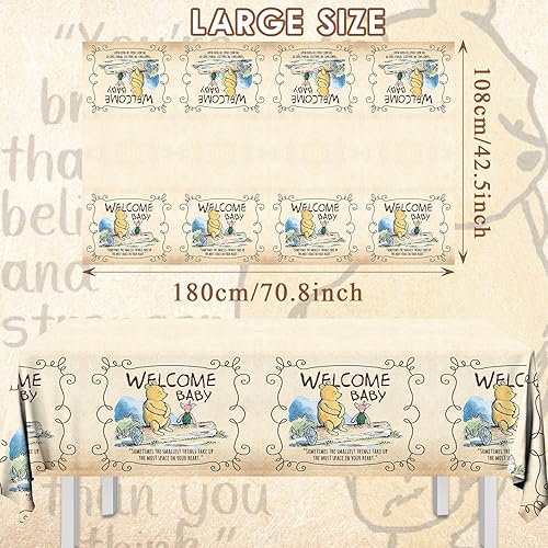 Miniatura 5 de Gupesxu Decoraciones de oso para baby shower, 3 manteles de oso para baby shower, cubierta de mesa de oso clásico para baby shower de niño y niña,