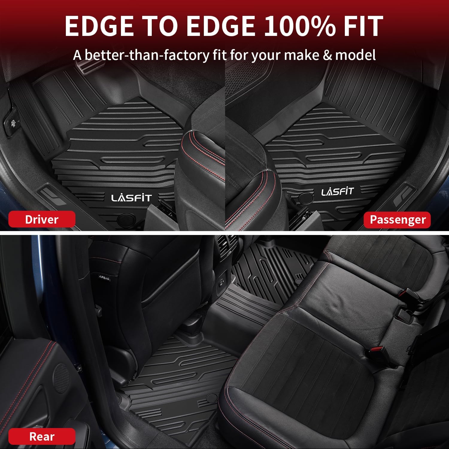 LASFIT Floor Mats for Ford Bronco Sport 2026 2025 2024 2023 2022 2021 Carpet Floor All Weather Protector Custom Fit TPE Car Liners, No Sliding, No Curling - Image 2