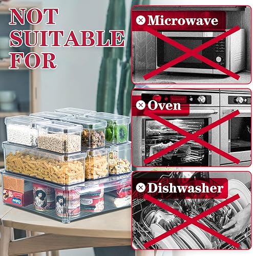 Miniatura 6 de Pomeat Paquete de 10 organizadores de refrigerador, contenedores apilables para refrigerador con tapas, contenedores de almacenamiento de frutas sin