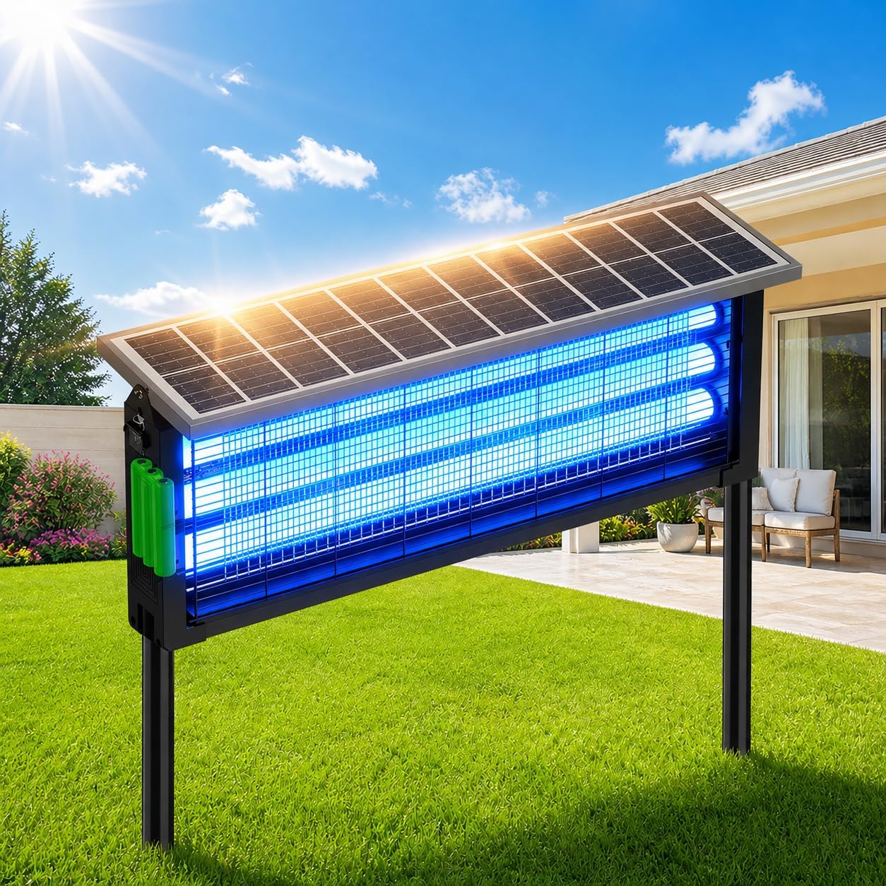 Large Solar Bug Zapper Outdoor for 4000 sq.ft Rechargeable Mosquito Zapper for Backyard, Cordless USB Charging Fly Insect Trap, Waterproof Dusk-to-Dawn Auto On/Off for Patio Garden Camping RV
