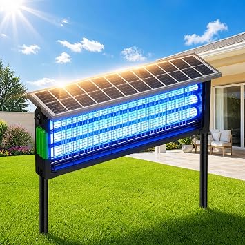 Large Solar Bug Zapper Outdoor for 4000 sq.ft Rechargeable Mosquito Zapper for Backyard, Cordless USB Charging Fly Insect Trap, Waterproof Dusk-to-Dawn Auto On/Off for Patio Garden Camping RV