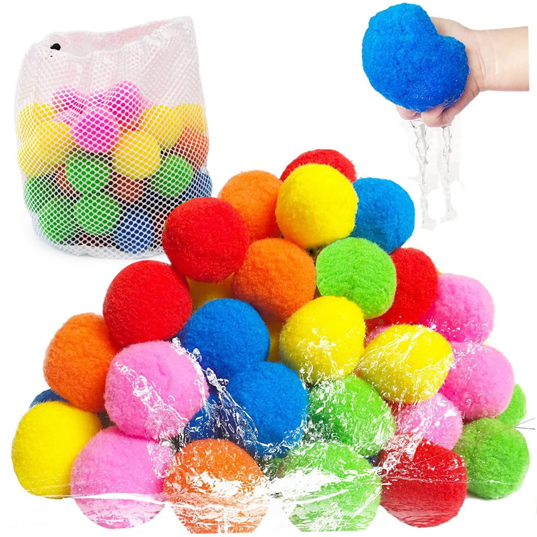 Wiederverwendbare Wasserbälle, 5, 1 cm, PP-Baumwolle, Poolspielzeug, interaktives, weiches, kinderfreundliches Sommerspielzeug, 50 Stück, 6 Farben