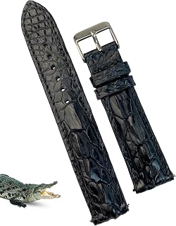 Alligator Leather Watch Band Men Quick Release Crocodile Belly Vintage Replacement Wristwatch Strap for Classic and Smart Watch 18mm 19mm 20mm 21mm 22mm 24mm Tag Buckle