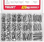 20Set M6 Vis tête hexagonale en acier inoxydable Bouchons et écrous plats & Kit d'assortiment de rondelles de serrure, 304 Acier inoxydable 18-8,Fully Machine Fil 25mm 40mm 50mm 60mm 80mm