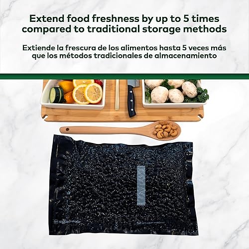 Miniatura 5 de Rollos de sellado al vacío de 11 pulgadas x 50 pies, paquete de 2 unidades (100 pies en total) de 5.5 mil (negro y negro)  sin BPA de grado