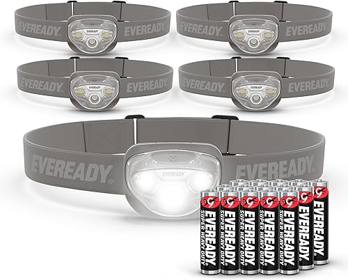 EVEREADY - Faros delanteros LED Pro200 paquete de 5, IPX4 resistentes al agua, luces delanteras brillantes y duraderas para campamento, senderismo,