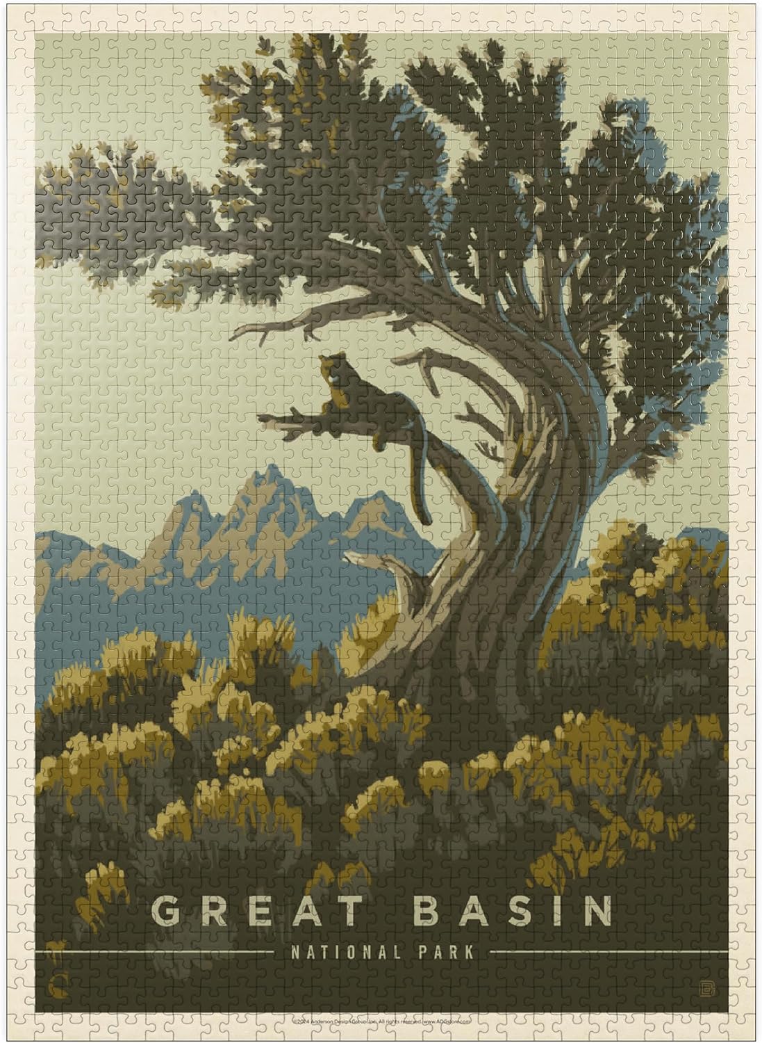 MyPuzzle Great Basin National Park: Cat Nap, Vintage Poster - Premium 1000 Piece Jigsaw Puzzle for Adults