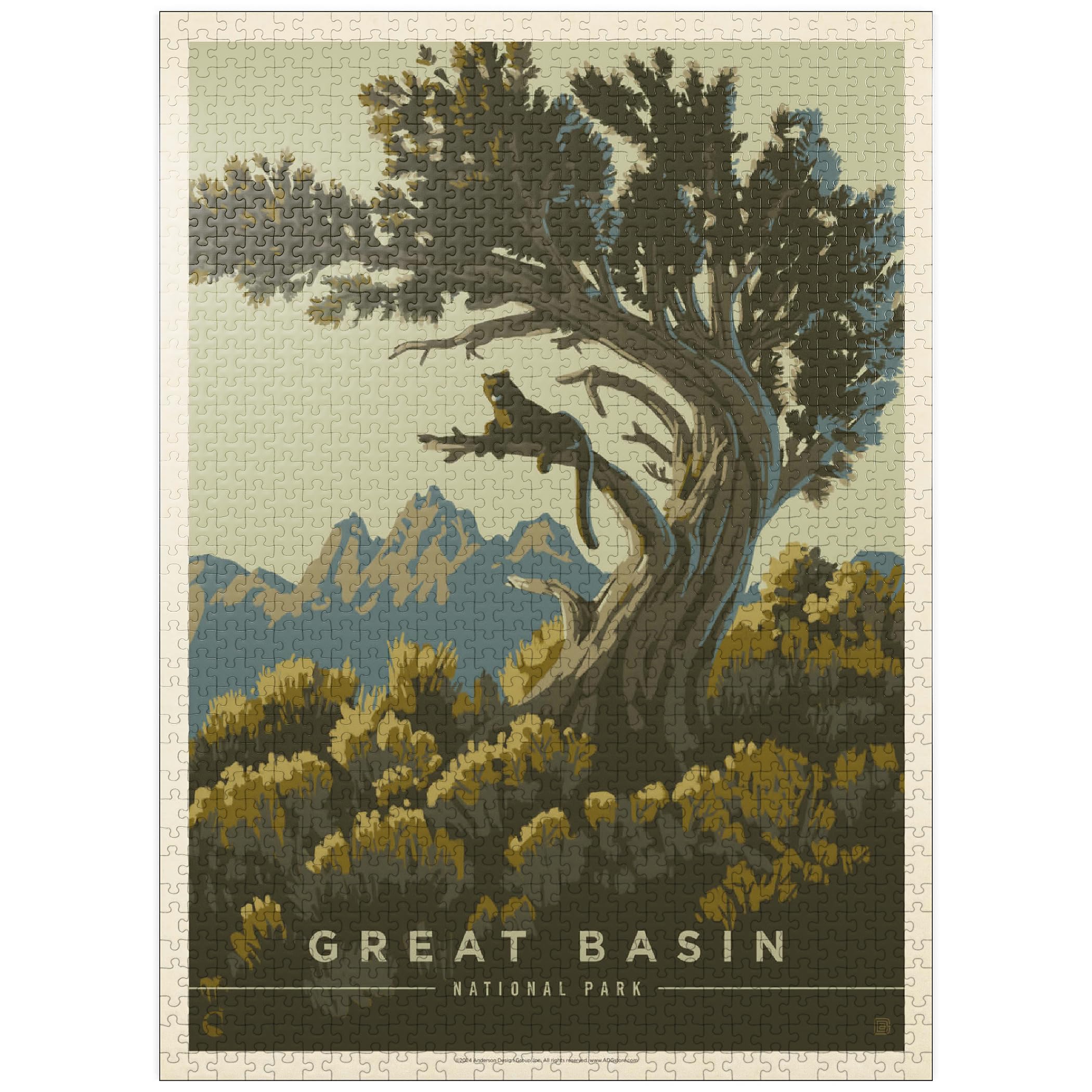 MyPuzzle Great Basin National Park: Cat Nap, Vintage Poster - Premium 1000 Piece Jigsaw Puzzle for Adults