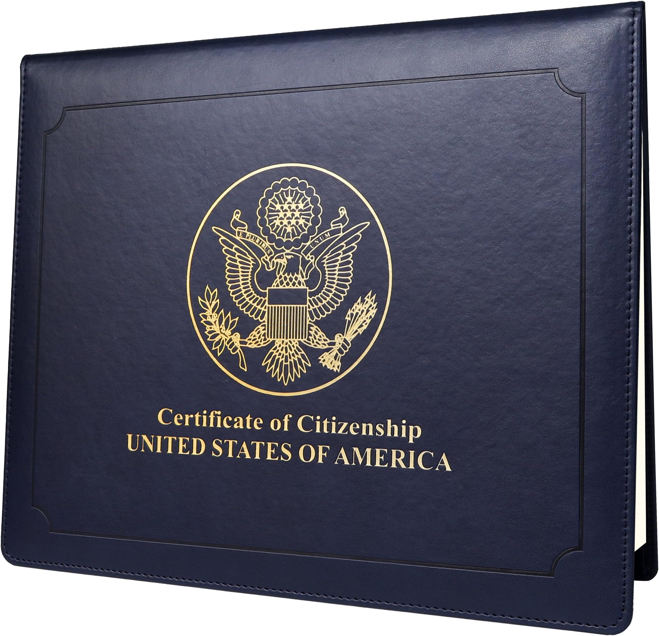 SUNEE US Citizenship Certificate Holder - US Citizenship Gifts - PU Naturalization Certificate, Gold American Seal Logo Certificate of Citizenship Cover, Padded with Cover