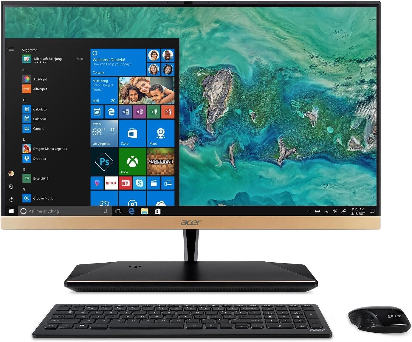 Acer Aspire S24-880-UR13 AIO Desktop, 23.8" Full HD, Intel Core i5-8250U, 24GB Total Memory, 8GB DDR4 + 16GB Optane Memory, 1TB HDD, Windows 10 Home