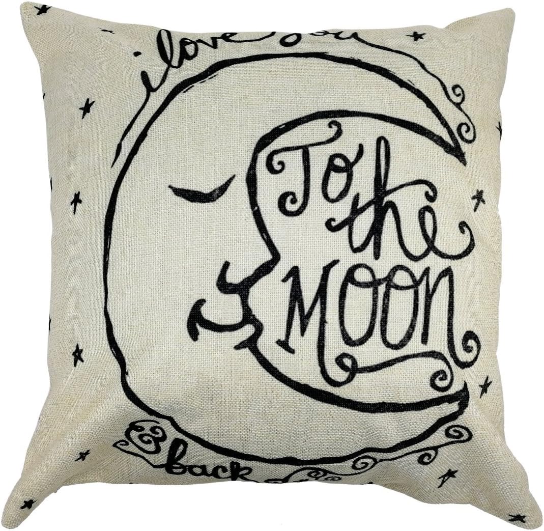 Arundeal Decorative Throw Pillow Case Covers, 18 x 18 Inches, I Love You to The Moon and Back, for Nursery