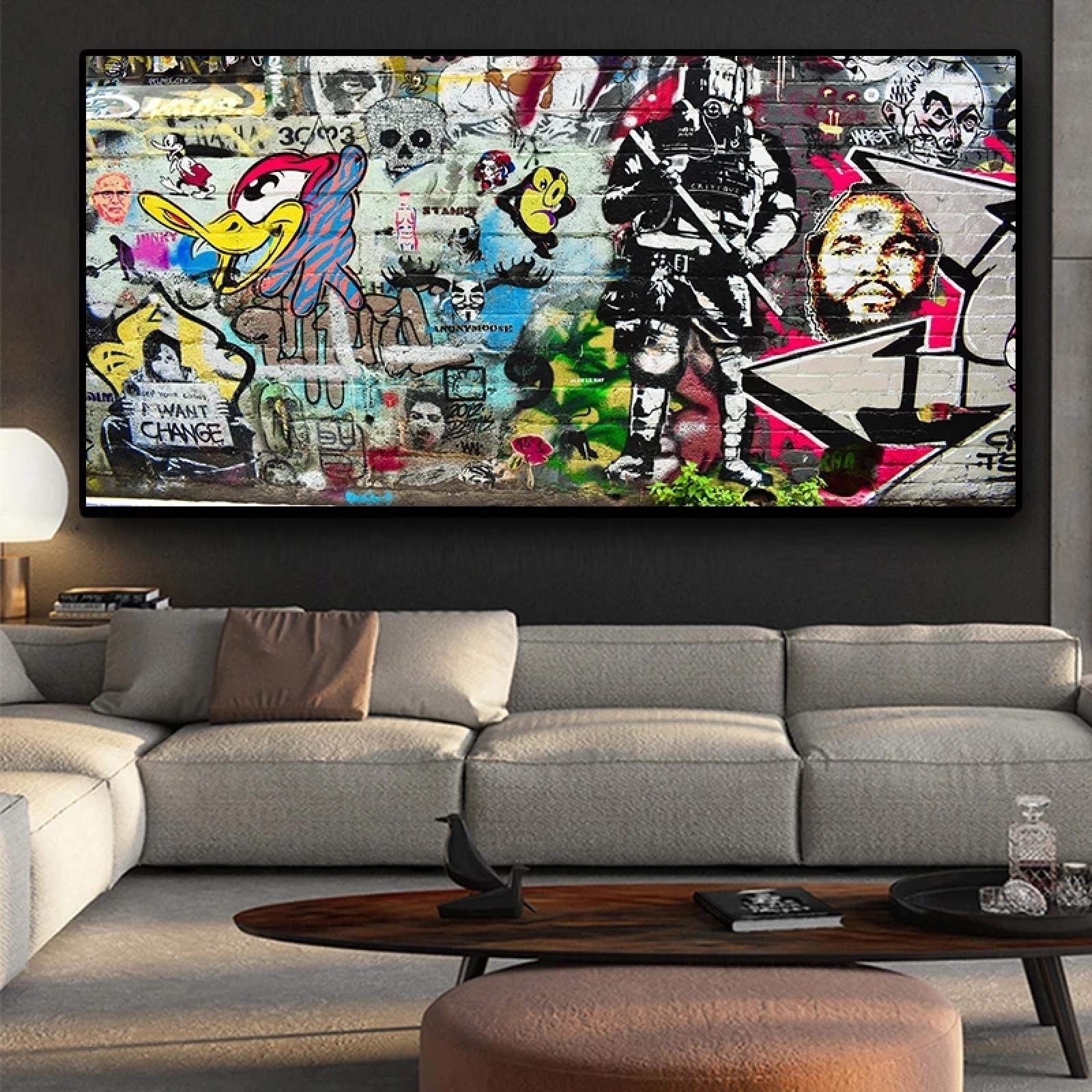Abstrait Pop Art rue mur Graffiti Art toile peinture affiche et impression Quadro photos pour salon enfants chambre décor 70x140 cm sans cadre