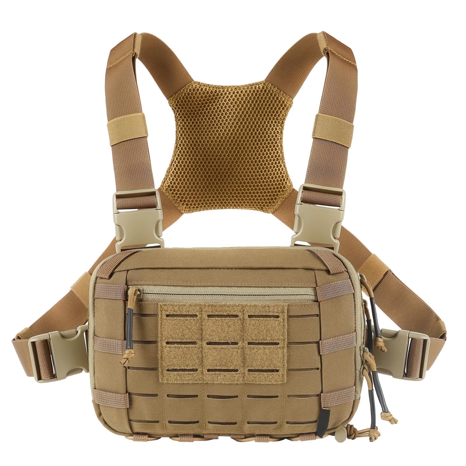 WLXW Taktische EDC-Brusttasche 2L Utility Molle Chest Rig Tasche Mit CCW-Fach Verstellbarer Gurt Für CS Jagd Airsoft Outdoor(TAN)