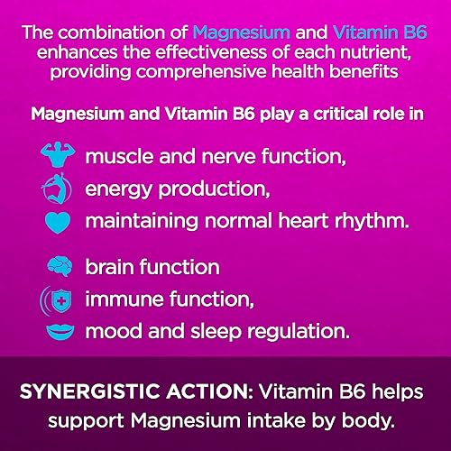 Miniatura 6 de Magnesio y vitamina B6 - Ayuda a mantener la salud muscular - Apoya la salud cerebral y la función nerviosa - Ayuda a la vitalidad diaria y la