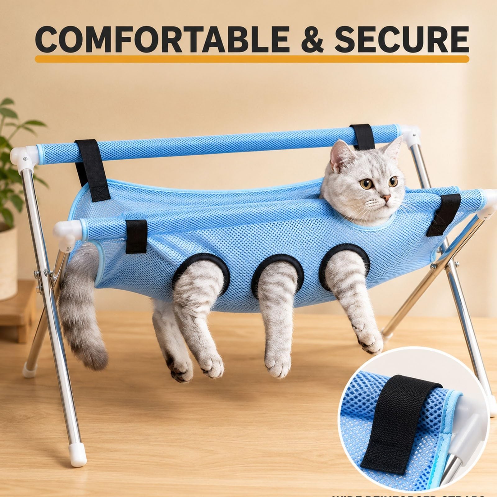 Hamac de Toilettage pour Chien et Chat avec Support, Hamac de Bain Pliable | Filet à Séchage Rapide et Harnais Anti-Fuite, Accessoire de Toilettage pour Coupe des Griffes, Lavage(Pink)