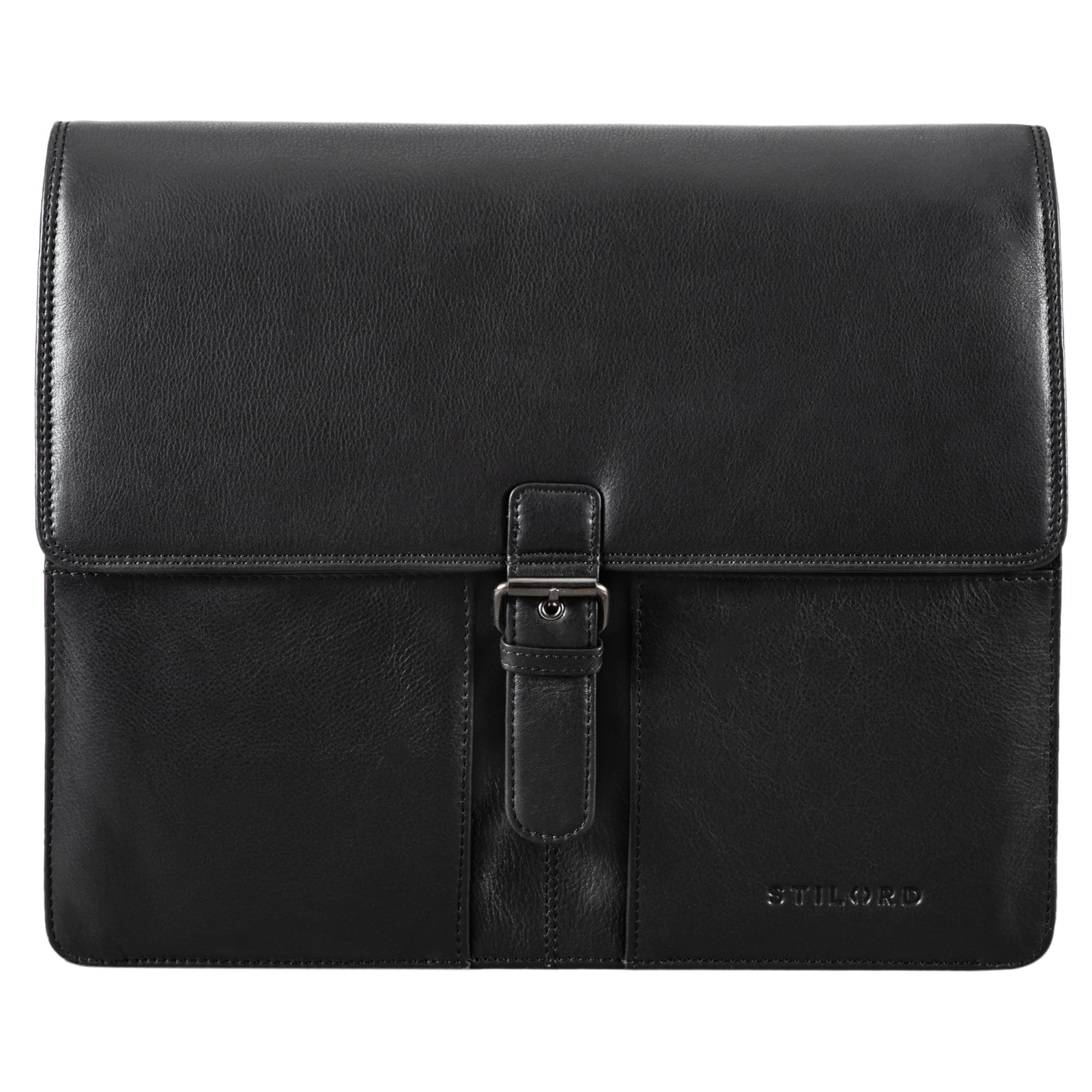 STILORD "Magnus" Conference Folder A4 Leather Portfolio Document Folder Sophisticated Vintage Design fit for 13,3 MacBooks Genuine Leather Colour:Black - Image 3