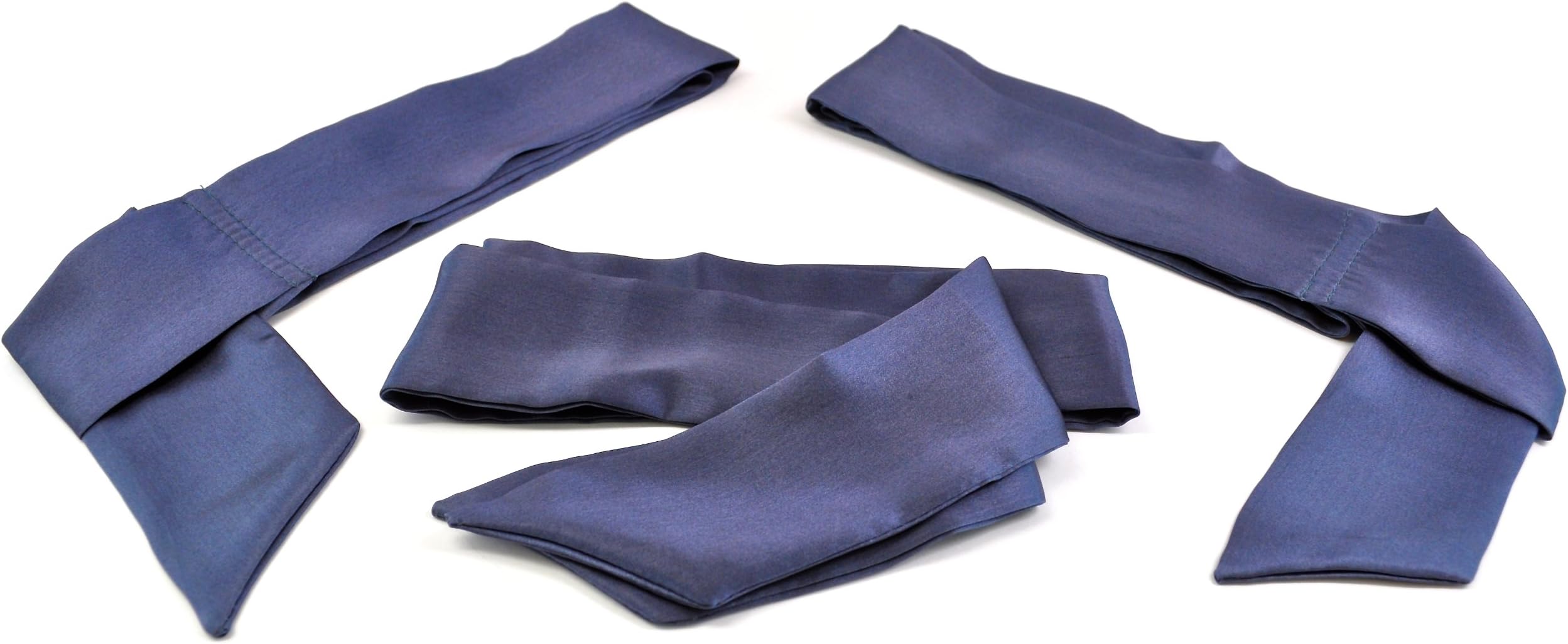 Silk Restraint Set (3 Silk Sash Restraint Ties) | 100% Pure Luxurious Silk Sash Restraints for Fantasy Play (Cobalt Grey)