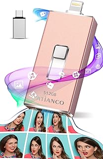 Apple MFi Certified Photo Stick for iPhone 512GB, USB Flash Drive for iPhone Thumb Drive, iPhone-Memory-Stick for iPad/iPhone/Computer Picture Keeper Portable Hard Drive-Pink