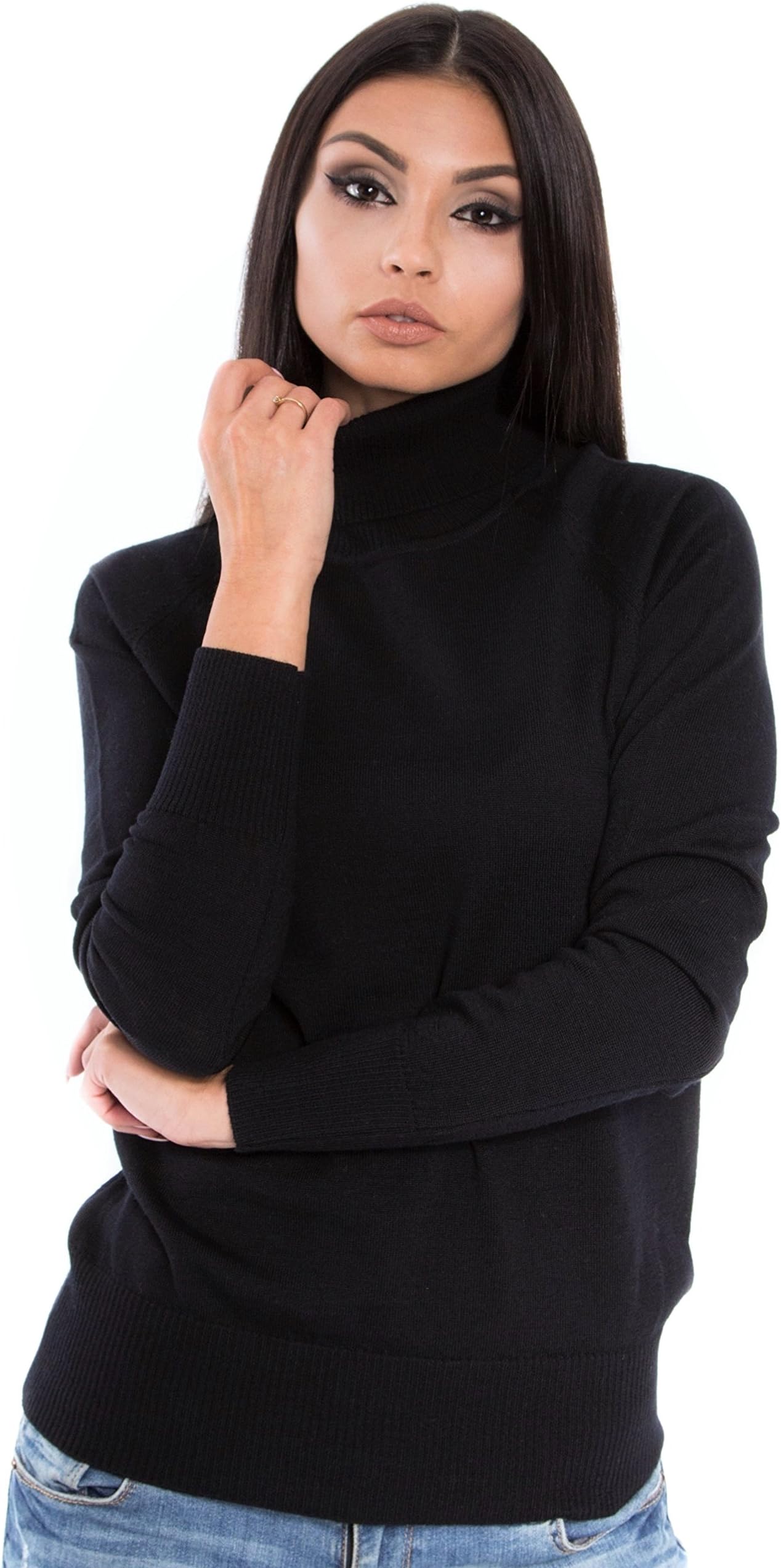 KNITTONS Women's Cashmere Soft Merino Wool Turtleneck 310gr Sweater Pullover Top