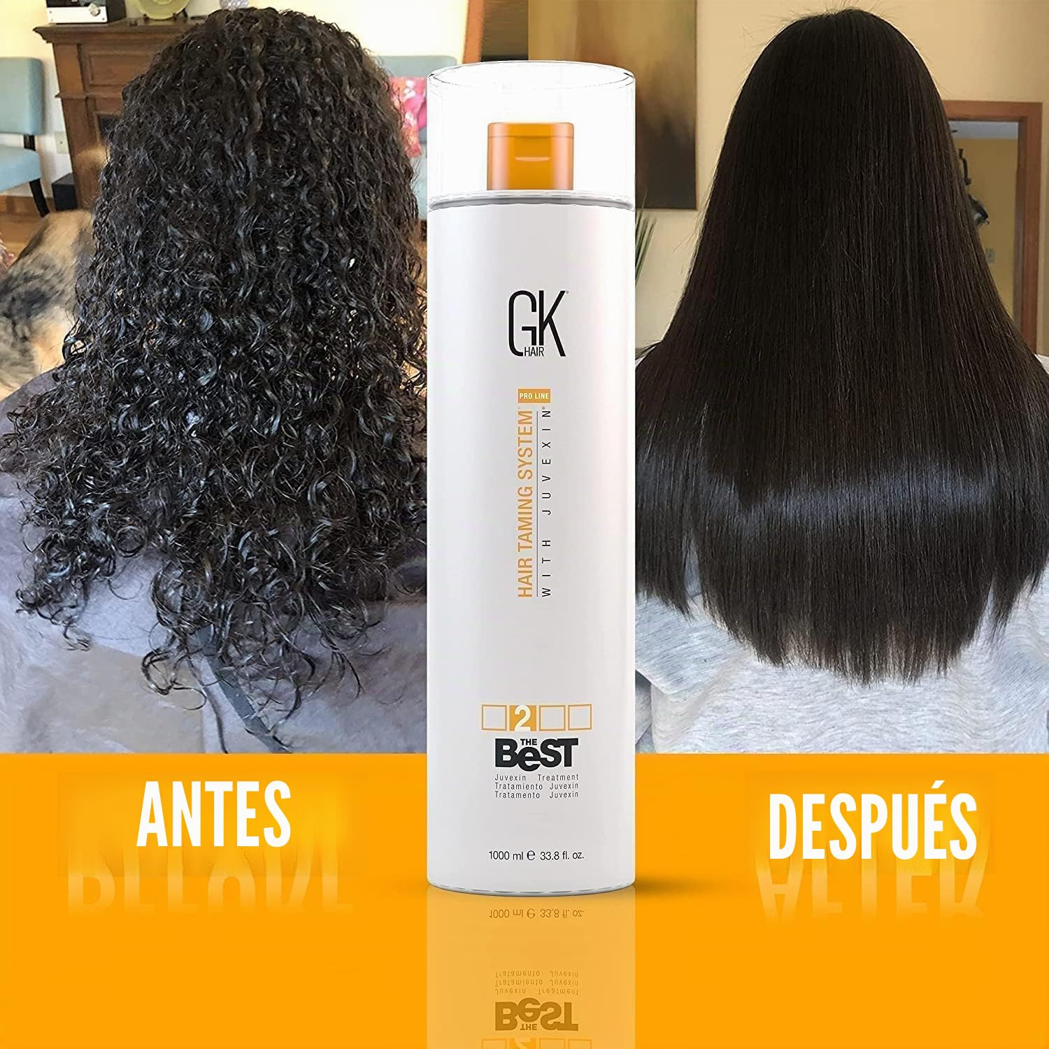 GK HAIR Global Keratin The Best Professional Hair (1000ml/33.8 Fl Oz) Kit de tratamiento de alisado de queratina y alisado brasileño para un cabello natural sedoso y sin encrespamiento