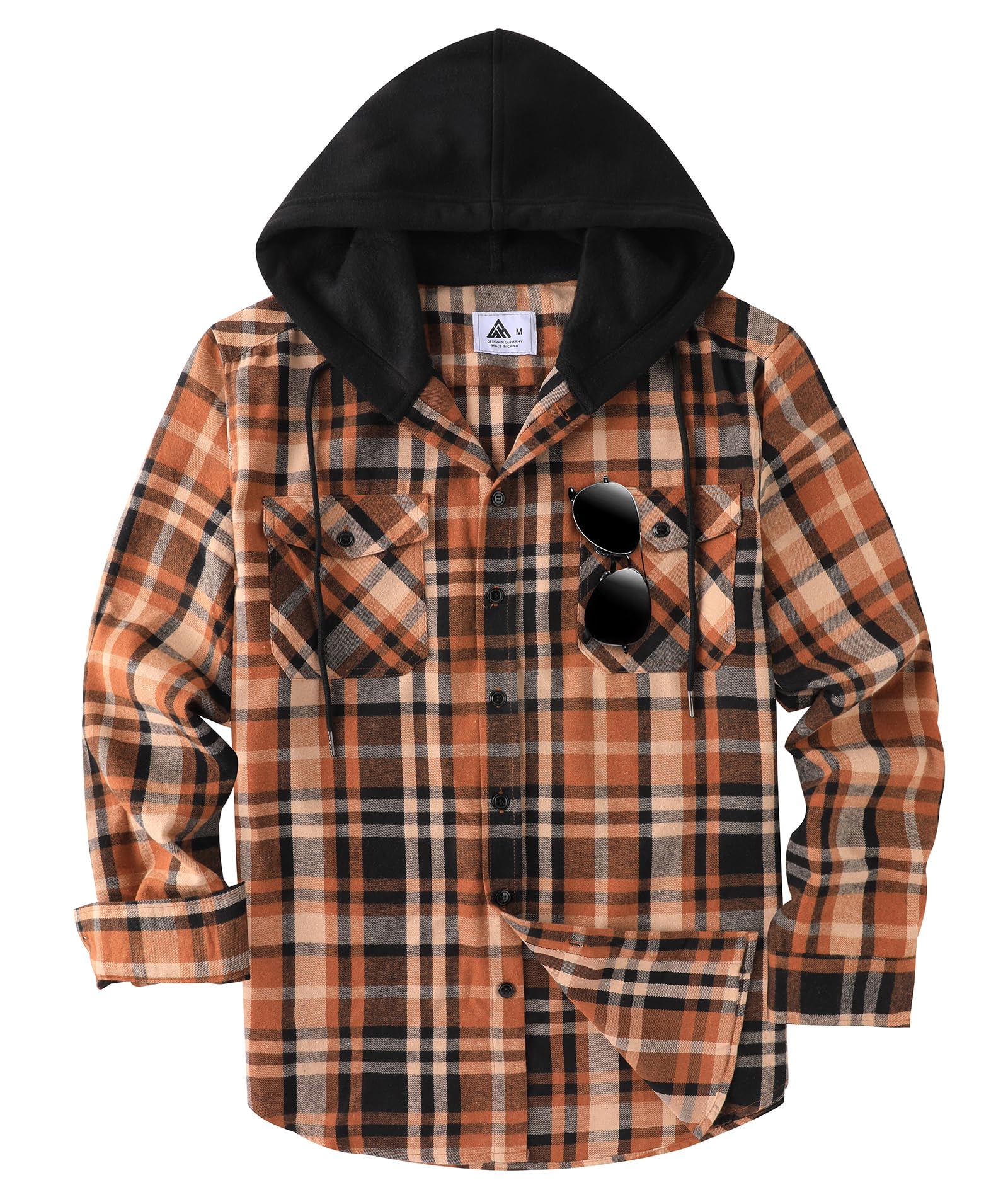 JACKETOWN Herren Hemd Kariert Flanellhemden Baumwolle HolzfäLler Oberteil Langarm Button Down Freizeithemd Mit Brusttasche