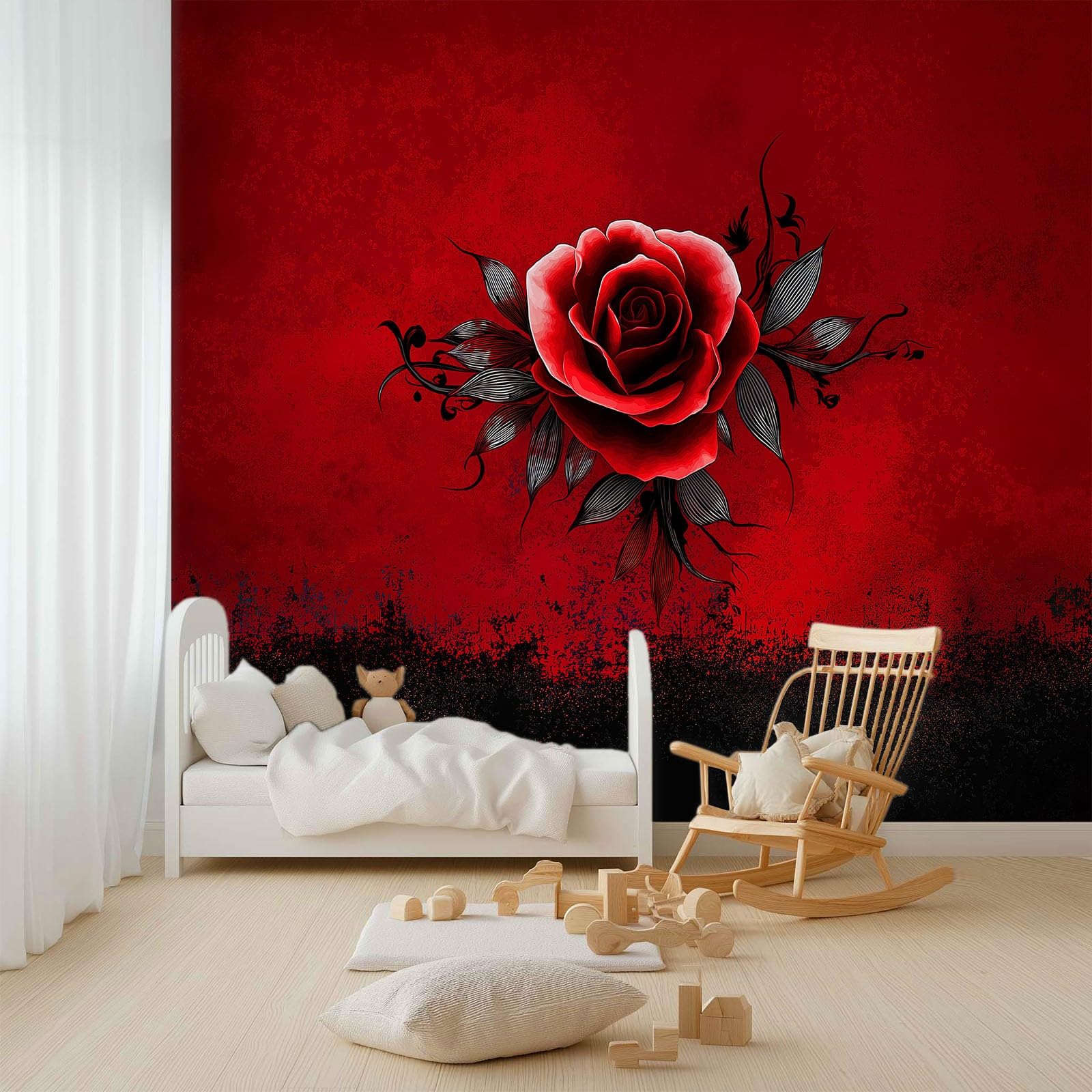 Fototapety Kwiaty rozety Gothic Wall Art Fototapeta do salonu, sypialni, papier premium 450 x 315 cm (szer. x wys.) gobelin fotograficzny efekt 3D