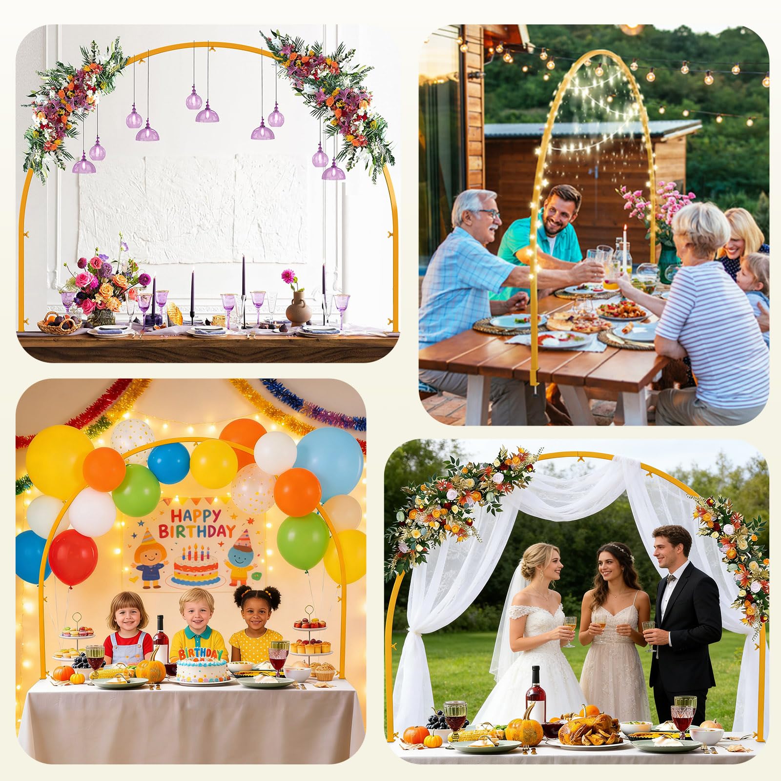 Arco da tavolo allungabile, asta decorativa da tavolo con clip, 120-260 cm, asta in metallo da appendere al tavolo, arco da tavolo dorato per Natale, matrimonio, compleanno, decorazione per feste