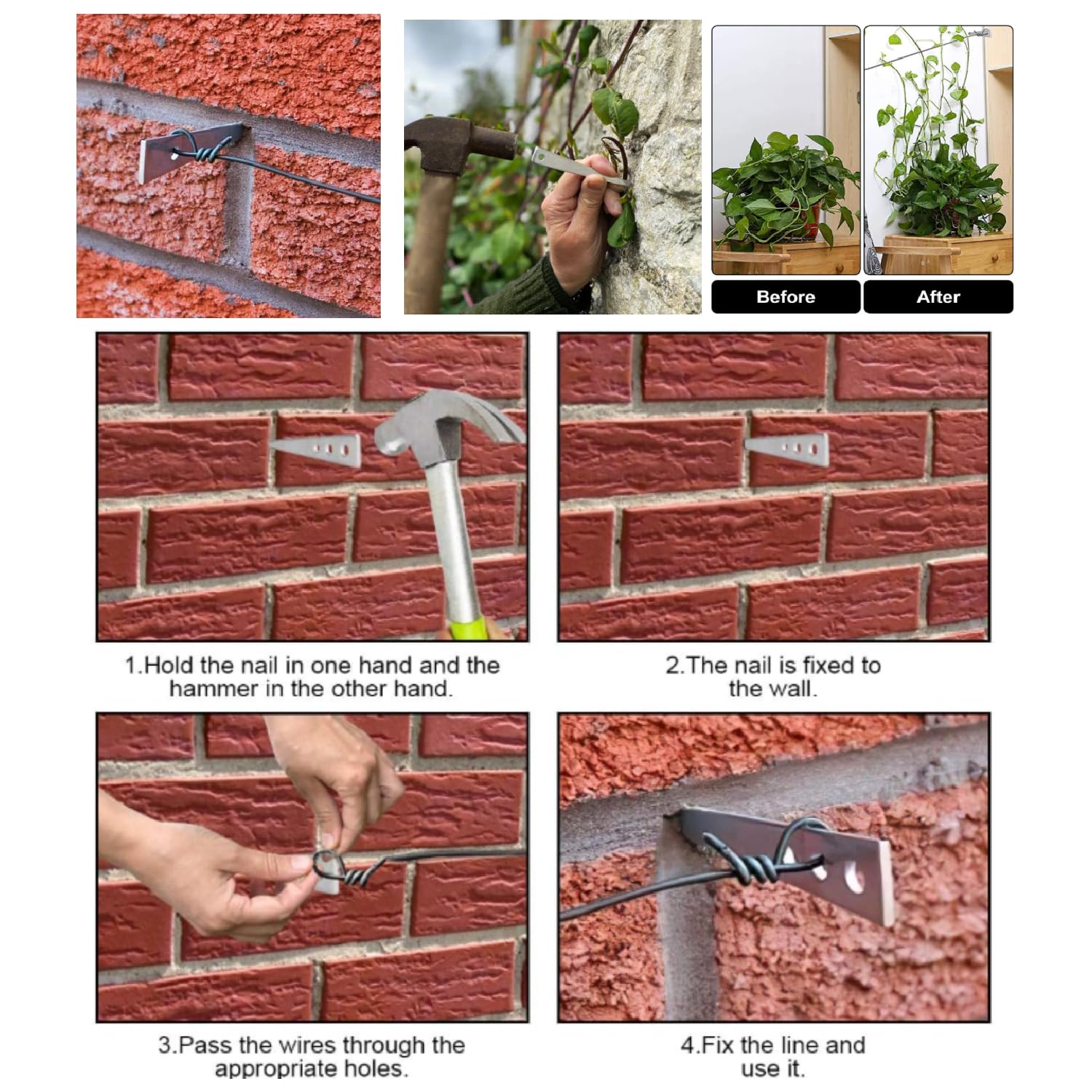 Drive in Hammer in Vine Eyes 75mm Hardened Steel Traditional Hammer in Vine Eyes for Garden Fixtures (Pack of 10) - Image 2