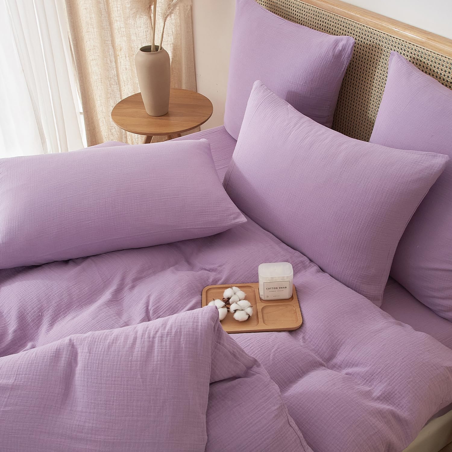 EMME Musselin Beddengoed, 100% katoen, 220 x 240 cm, dubbel zomerbeddengoed met ritssluiting, 1-delige set dekbedovertrek met 2 kussenslopen van 80 x 80 cm, mousseline sprei, ÖKO-TEX, zwart