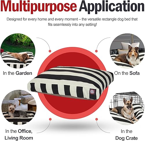 Miniatura 3 de Majestic Pet Cama rectangular para perros medianos a rayas, lavable, cama antideslizante y cómoda para mascotas, cama para perros con funda