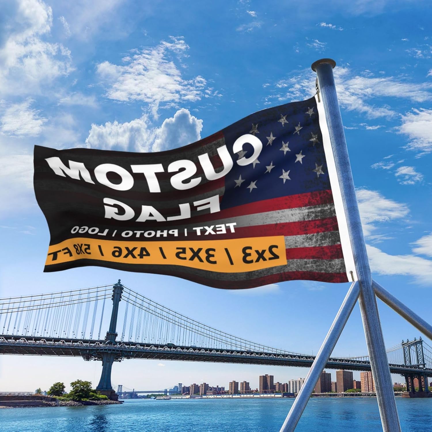 Custom Flag 5x8 Ft Double SidedFor Outdoors - Design Your Own Logo/Photo/Picture/Text - Personalized Flags Room Wall Decoration - Customized Two Side Flags Banners Gift for Outside Indoor