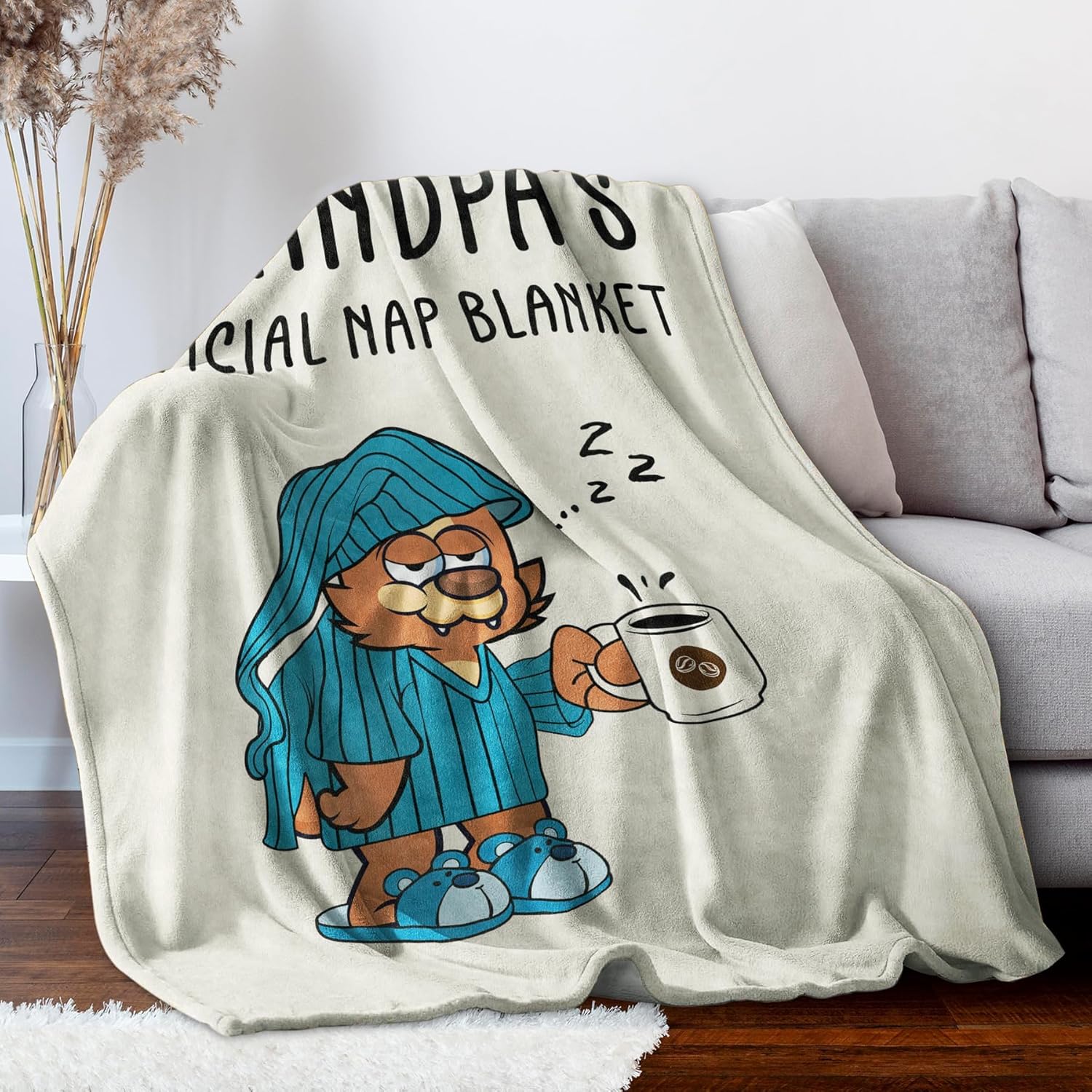 SteadStyle Christmas Grandpa Gifts, Blanket Gifts for Grandpa from Grandkids, Grandfather Birthday Gift, Thanksgiving, Christmas, Fathers Day, Fluffy Blanket for Papa, 60'' x 50'' (Beige) - Image 4