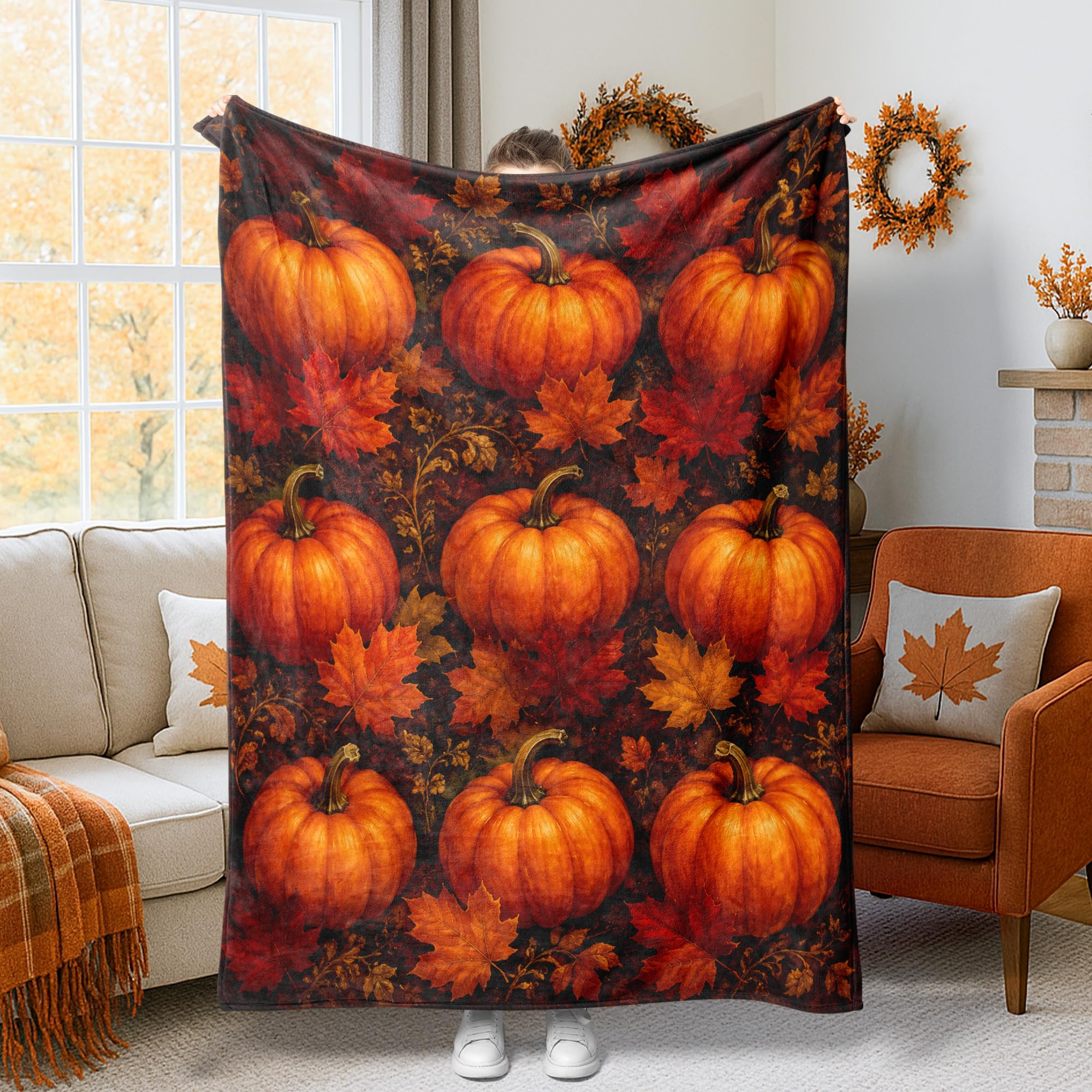 Couverture citrouille contre le froid plaid compact et chaud lit canapé voiture