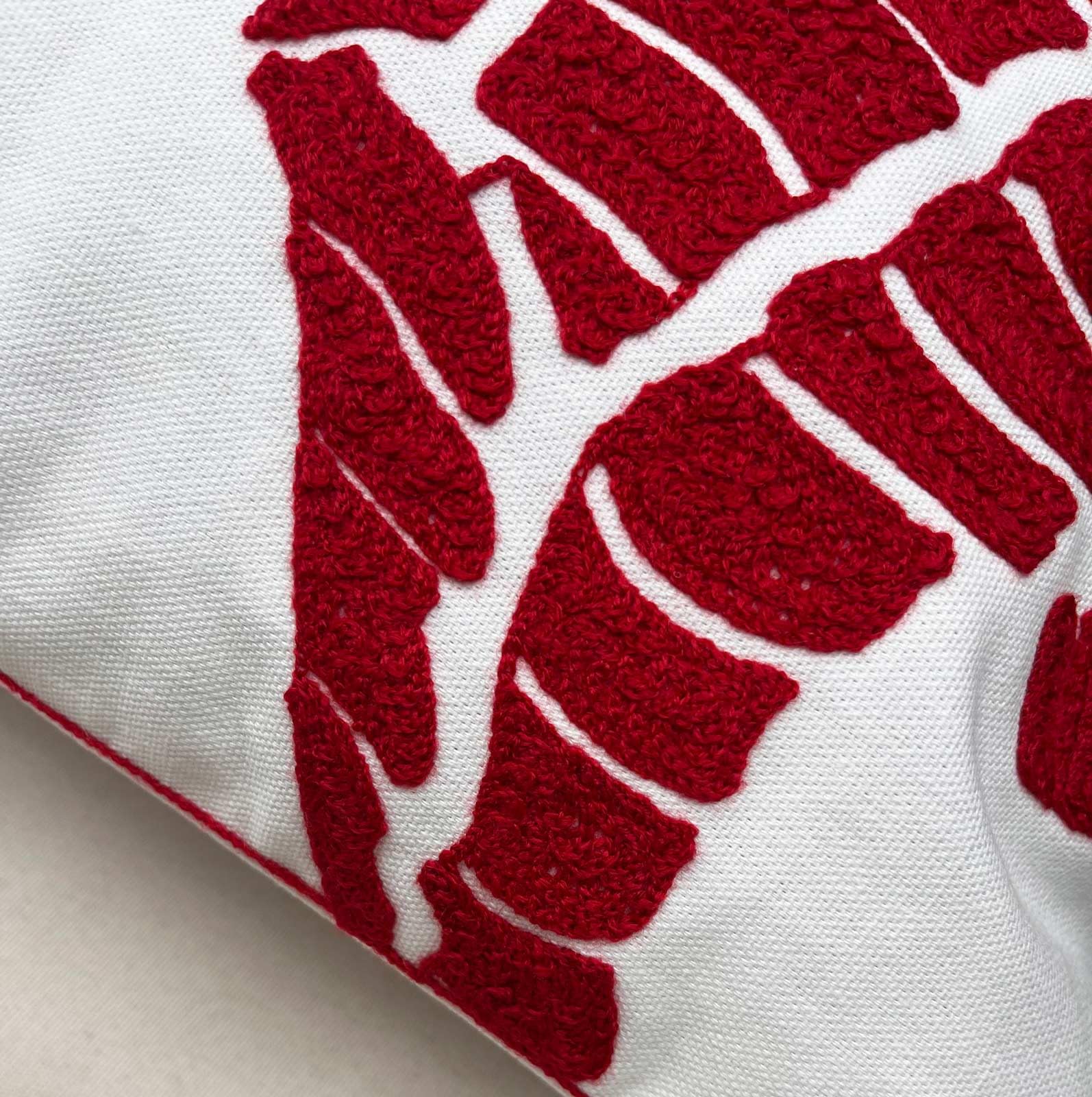 Nautical Embroidered Pillow Cover - 18" Square Seahorse Design Cotton Canvas Decor