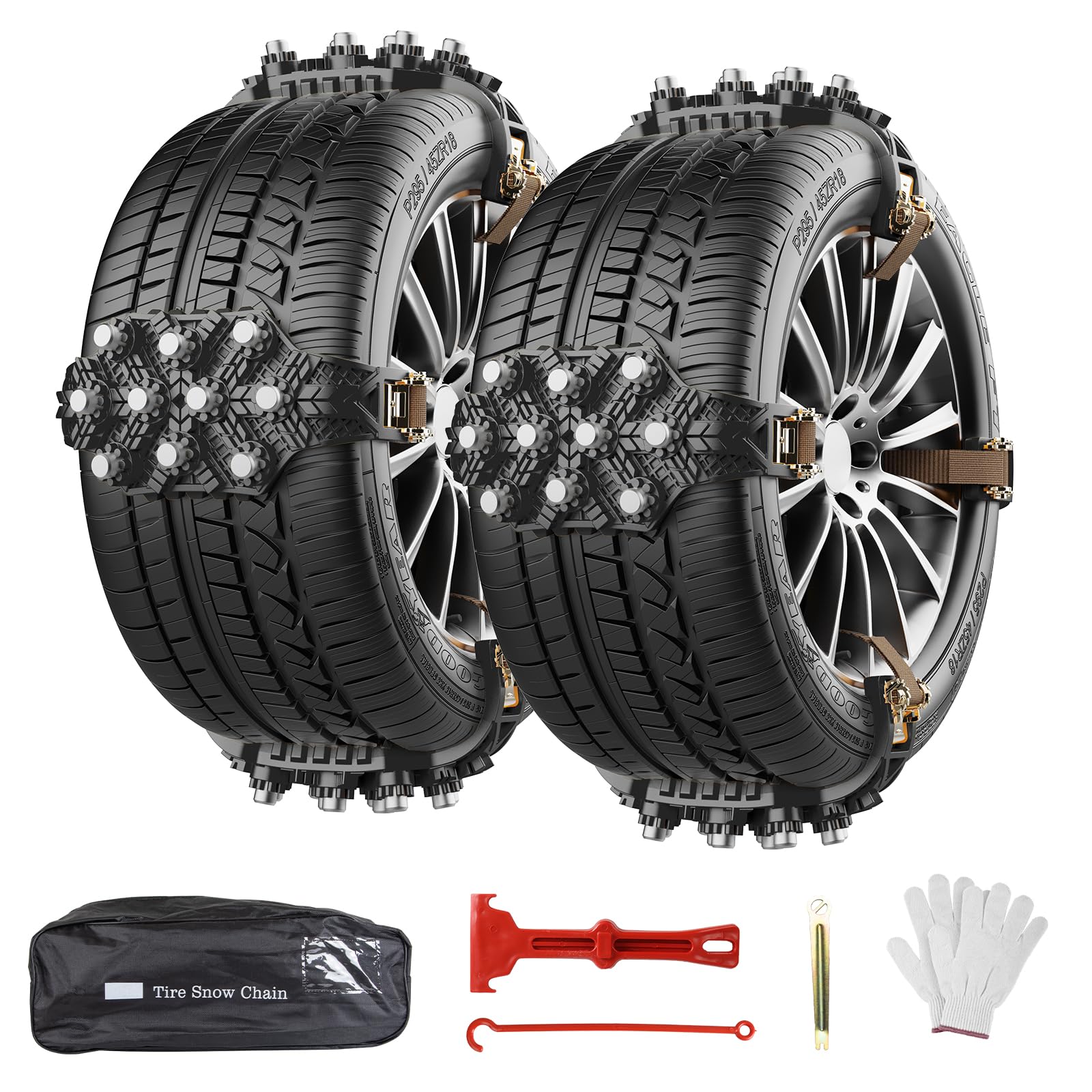 Cadenas de nieve universales para invierno, 8 unidades, 165 – 255 mm, ajustables, fáciles de montar, duraderas, para coche, camión, SUV, carretera, nieve, carreteras, carreteras, color negro