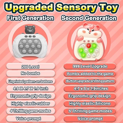 Miniatura 2 de SYAEQ Máquina de juego de burbujas de empuje rápido, versión animal de juego de burbujas de empuje rápido, juguete antiestrés de empuje rápido,