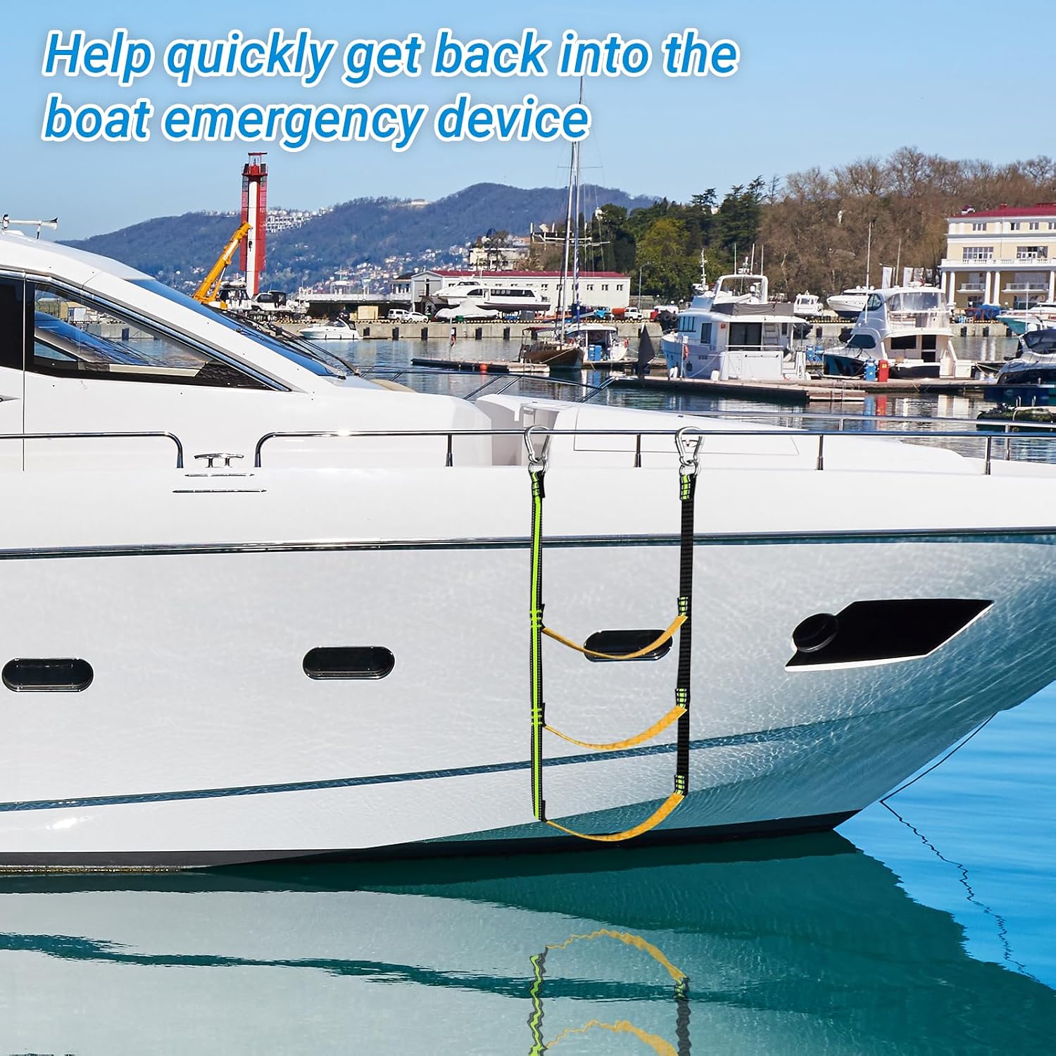 3-Step Folding Rope Boat Ladder, Lightweight Portable Climbing Assist Boarding Ladder for Inflatable Boat, Pontoon, Sailboat, Kayak, Motorboat, Canoeing, 98 cm