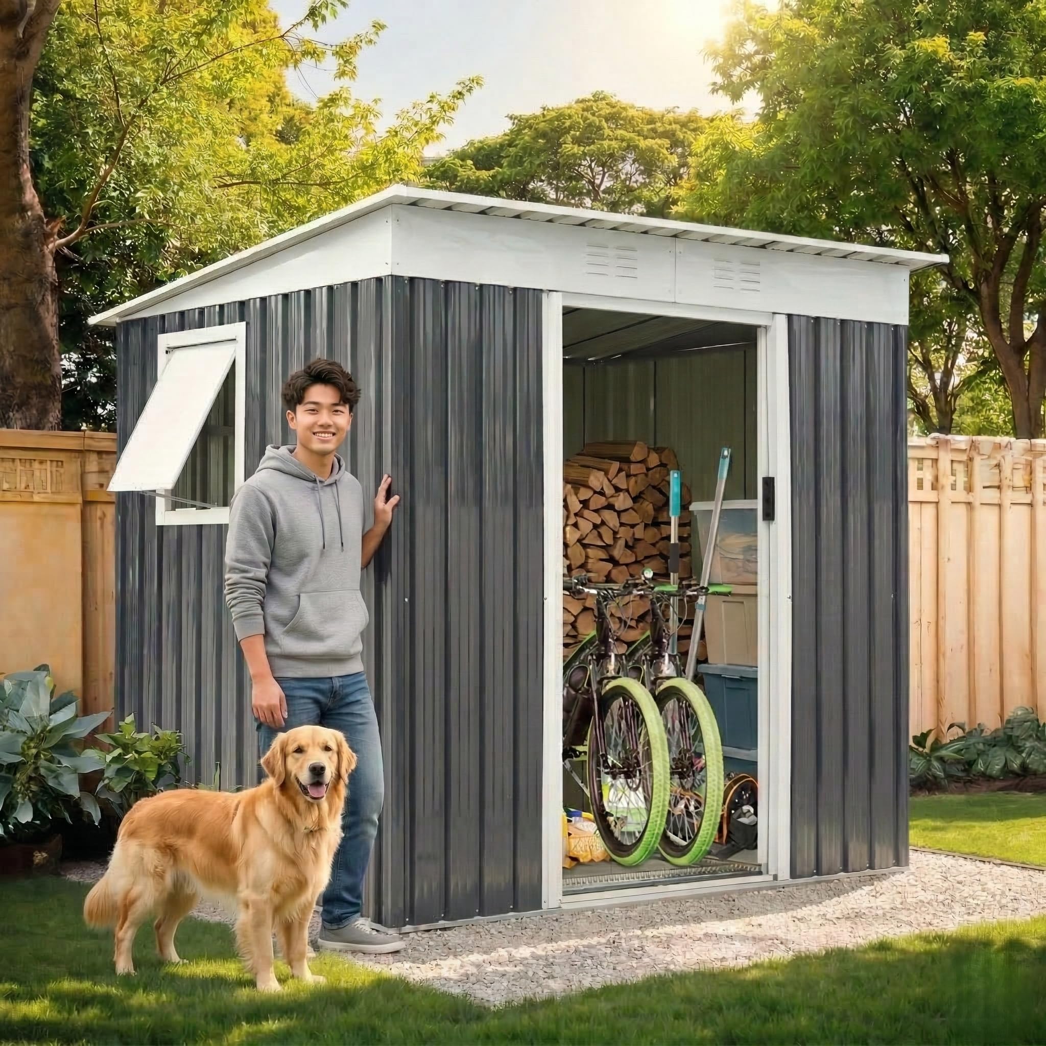 Amazon | 屋外収納庫 大型物置 プレハブ倉庫 幅194センチ奥行152