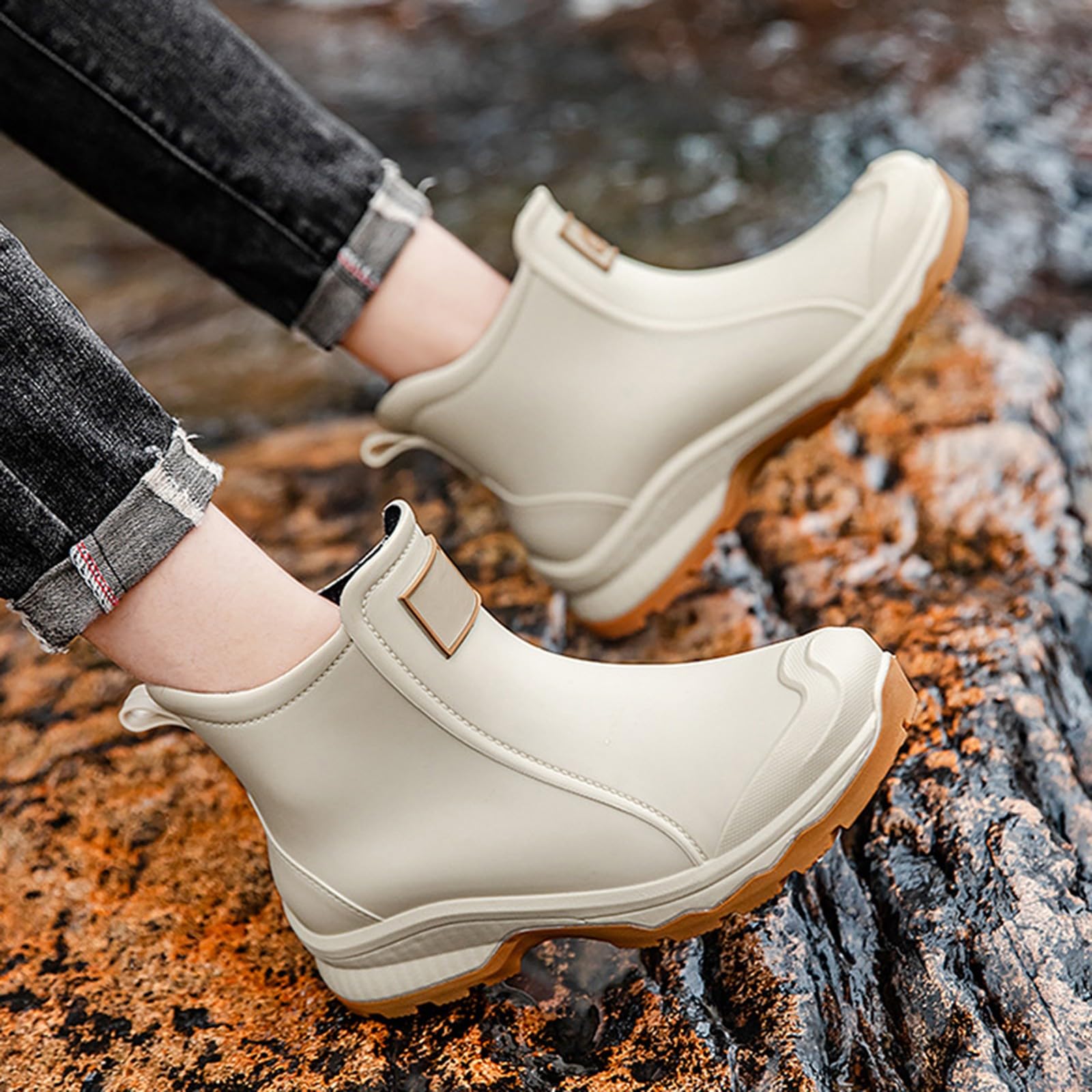 Botas de lluvia de media altura para hombre, suela suave, resistentes al viento, resistentes a la abrasión, zapatos de trabajo, antideslizantes, cómodos, para navegar, acampar, navegar y actividades
