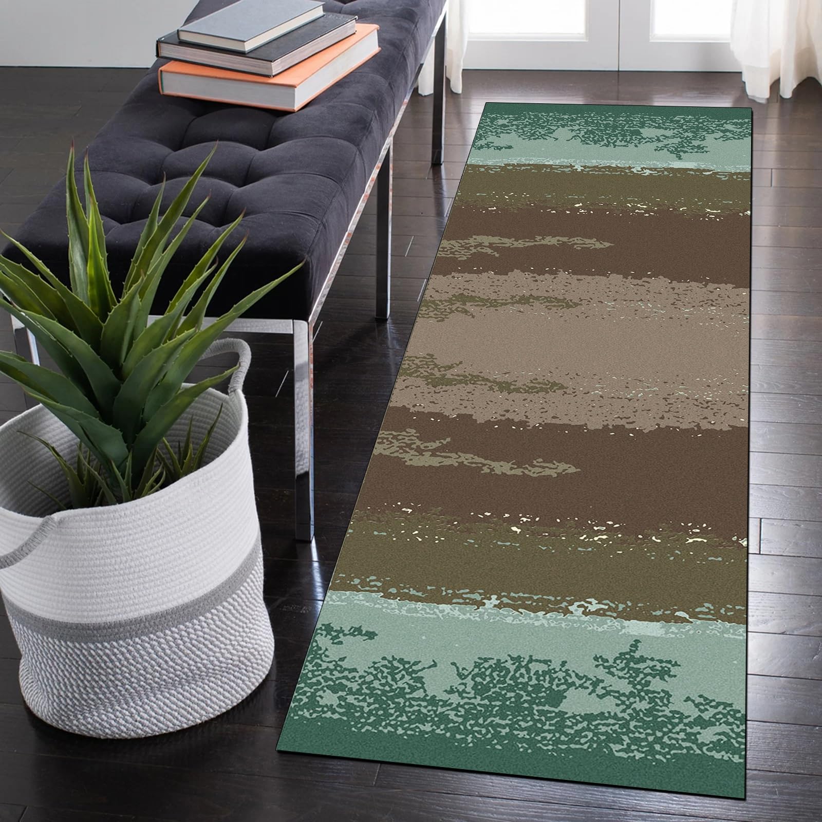 Siunwdiy Tappeto Lungo 3.2 Metri per Cucina Passatoia, Verde Cucina Antiscivolo Passatoia Antimacchia, Tappeti Runner Multiuso Lavabile, Runner Tappeto per Soggiorno Corridoio Entrata ,40X320CM