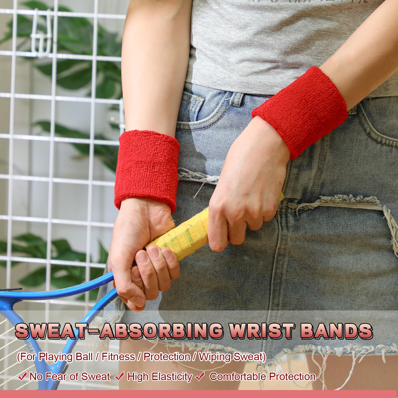 Schweißbänder in Neonfarben, 80er-Jahre, Sport-Tennis-Armband, dicke Baumwolle, Gymnastik, Erwachsene, Schweißband, saugfähiges Schweißband für Männer und Frauen, Partyzubehör, Basketball